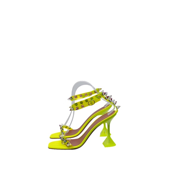 $1320 AMINA MUADDI Women's Green Julia Studded Strap Sandal Shoe Size EU 39 US 9 - Picture 3 of 10